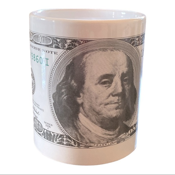 ONE HUNDRED 100 US DOLLARS BILL BENJAMIN FRANKLIN MONEY 8oz MUG - Picture 1 of 6